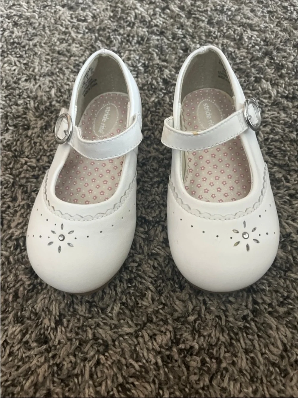 Stride Rite Camila White Leather Mary Jane Shoes Toddler Girl’s Size 6.5